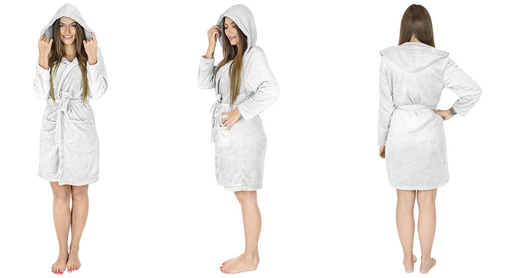 Women's warm bathrobe with hood, long soft housecoat, birthday gift