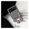 Chic And Elegant Houndstooth Button Portable Bracelet Pu Leather Phone Case For Samsung Galaxy Z Flip 3 4 5g Hard Pc Back Cover