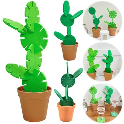 Подставка под кактус с держателем для цветочного горшка, новинка, коврик для чашки с кактусом в горшке, креативная подставка для домашнего декора для рабочего стола