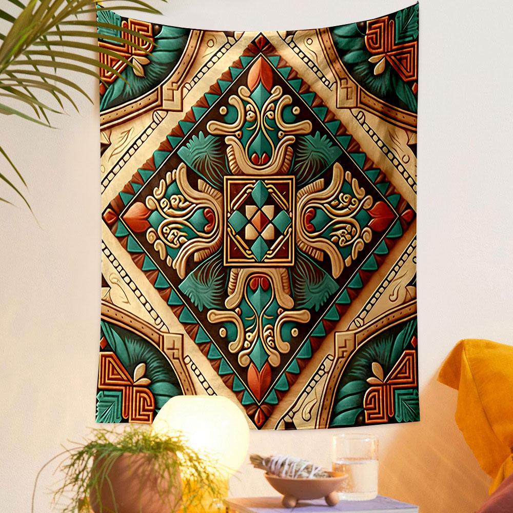 Ornate Geometric Floral Tapestry Design Patterned tapestry home decor, suitable for bedroom and living room, gift