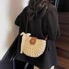 Летняя соломенная сумка для женщин, модная полукруглая сумка кроссбоди, плетеная вручную из ротанга, сумка-мессенджер, дорожная пляжная сумка KTB