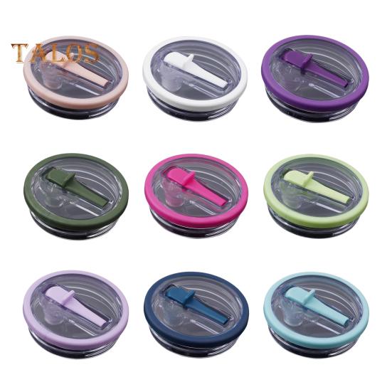 40oz Tumbler Flip Straw Lid Replacement Leak-Proof Splash Resistant Cover for Cup BPA-Free Reusable Glass Lid with Folding Straw