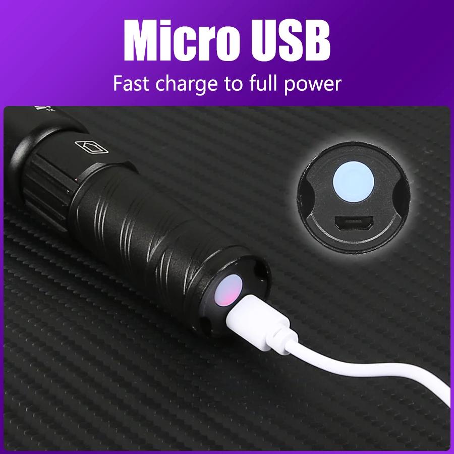 UV Flashlight LED Ultraviolet Torch Zoomable Mini Ultra Violet Lights 395nm Inspection Lamp Pet Urine Stain Detector Tools