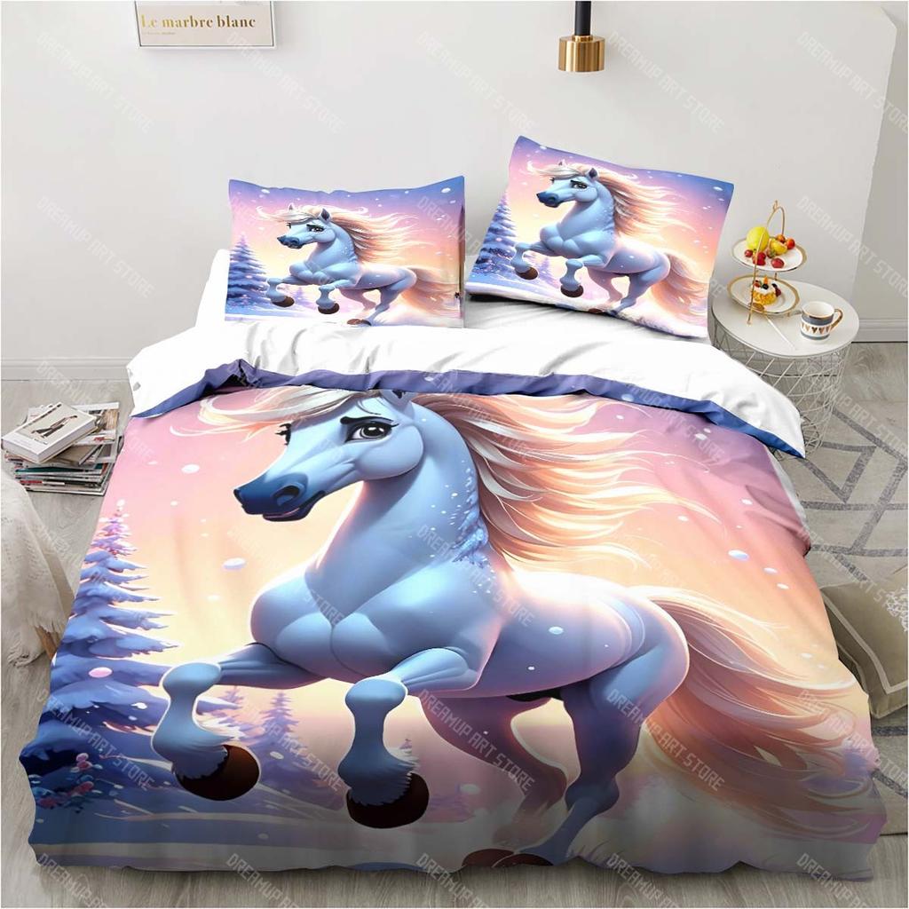 Набор для печати с животными лошадь наволочка пододеяльник узор единорога постельное белье для спальни детский набор для покрытия кровати роскошный подарок на день рождения