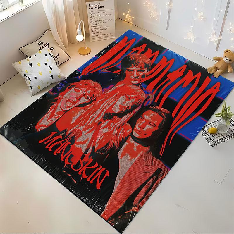 Måneskin Mamma Mia Poster Carpet suitable as a non-slip mat for the living room or bedroom sofa