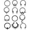 Набор открытых колец для носа из нержавеющей стали с серьгами-гвоздиками с цирконием и аксессуарами для пирсинга носа