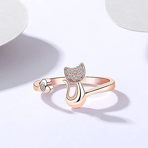 Cat One Size Fits 925 Metal Allergy Open Gift for Pink Gold [gulamu Jewelry] [gulamu Jewelry] Ring, All, Women's Ring, Silver, Compatible, Ring,