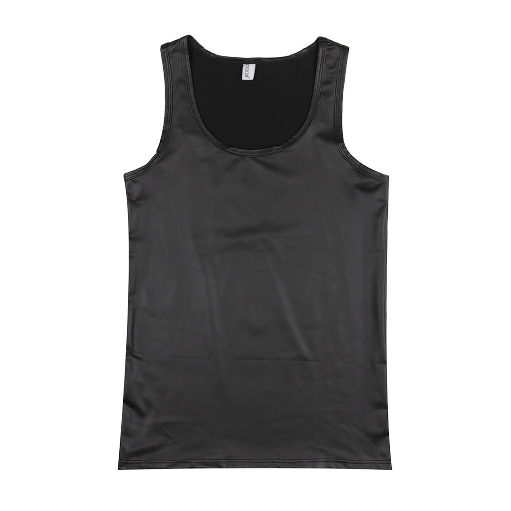 Мужская футболка из мягкой искусственной кожи с мокрым эффектом, майка, рубашка, клубная одежда