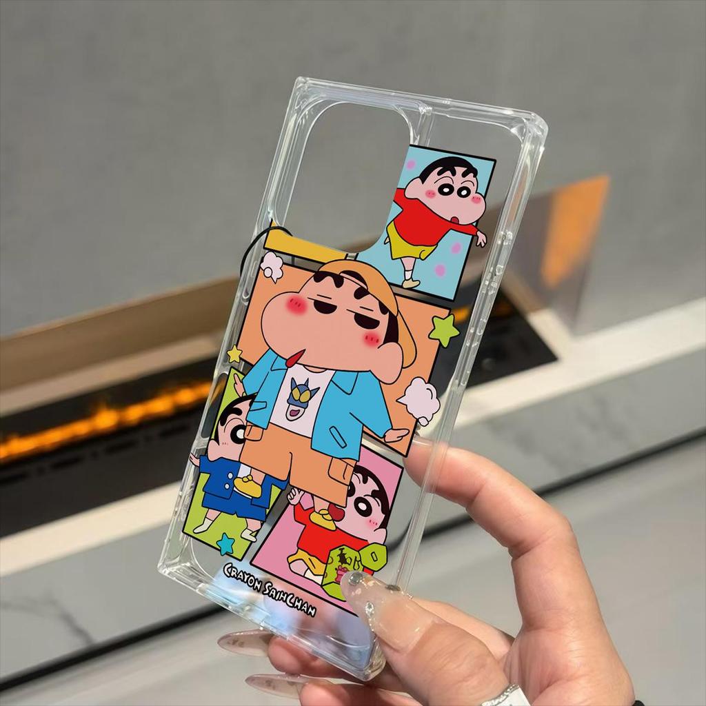 Clear Square Back Tube Case Protection For iPhone 12 11 14 Pro Max 13 16 ProMax 15 Plus Anti-Oxygen,Crayon Shin-chan Pattern Casing