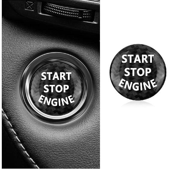 Carbon Fiber Push Start Button, 25-26mm Universal Engine Start Button Cover, Car Interior Decoration for Most Cars SUVs (Carbon Black)