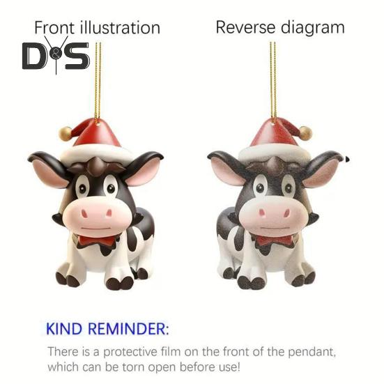 Качающееся молочное автомобильное зеркало, подвесное украшение в рождественской шапке, украшение для автомобиля, акриловые универсальные аксессуары для салона автомобиля