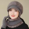 Rabbit Fur Knitted Beanie Women's Autumn and Winter Warm Mom Hat Elderly Winter Grandma