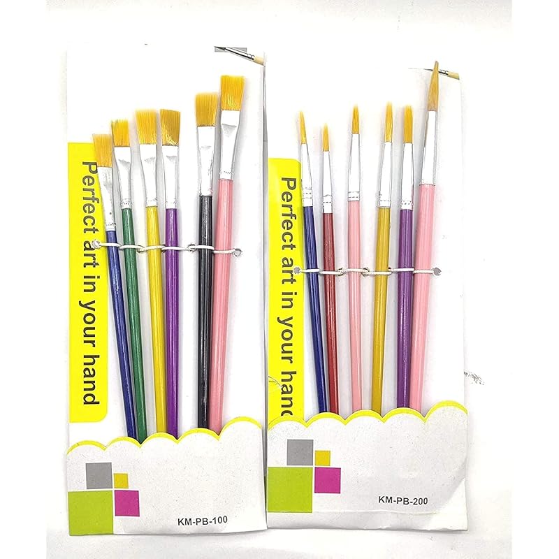 Eclet Paint Brush Combo 6 Flat Or 6 Round, Wood, Nylon