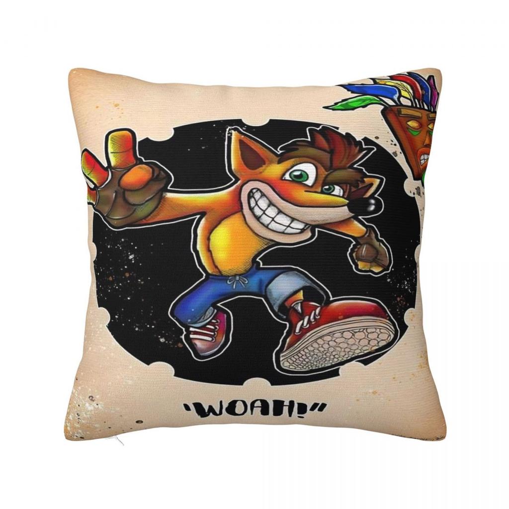 Pillow Case C-Crash B-Bandicoot Polyester Pillow Cover Fashion Cushion Cover Pattern Pillowcases For Office Car Home Decorative