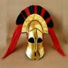 Brass Greek Corinthian Helmet With Red 7 Black Plume Knight Costume SCA Lerp