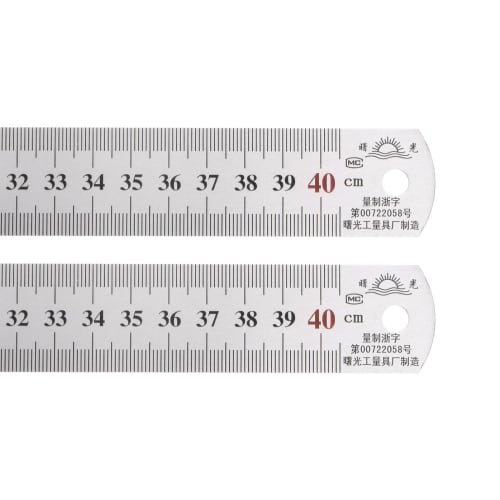uxcell Stainless Steel Ruler Set of 2, 40cm/16" Length x 1/28" Thickness x 1-1/7" Width, Inch and Metric Linear Measuring Tool for Woodworking, Painti
