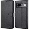 Case for Google Pixel 7 Anti-Scratch Card Holder Soft PU Leather 360 Degree - Black