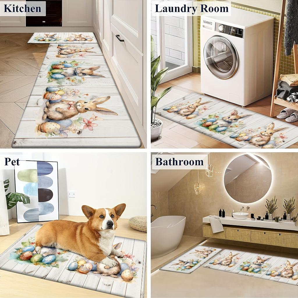 1 шт., пасхальный кухонный коврик для сельского дома, мягкий утолщенный кухонный коврик, водонепроницаемый нескользящий маслостойкий напольный коврик, коврик для бега