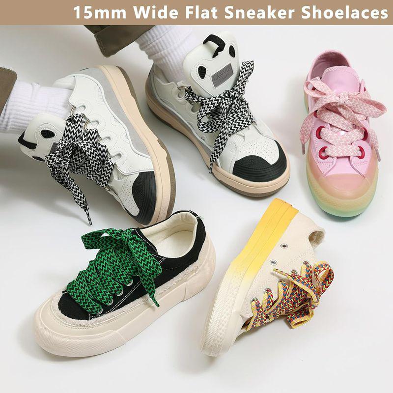 Шнурки для кроссовок шириной 1,5 см, толстые плоские шнурки для баскетбола, тенниса, спортивной обуви, шнурки для обуви в виде волнистой булки