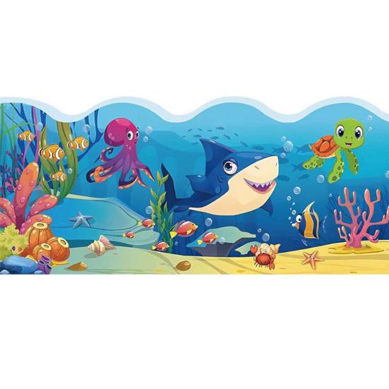 59 футов Океанский бордюр для классной доски Подводный Высеченный Декоративный бордюр в рулоне Назад в школу Украшение для классной доски для школы Классной комнаты Двери Настенный декор