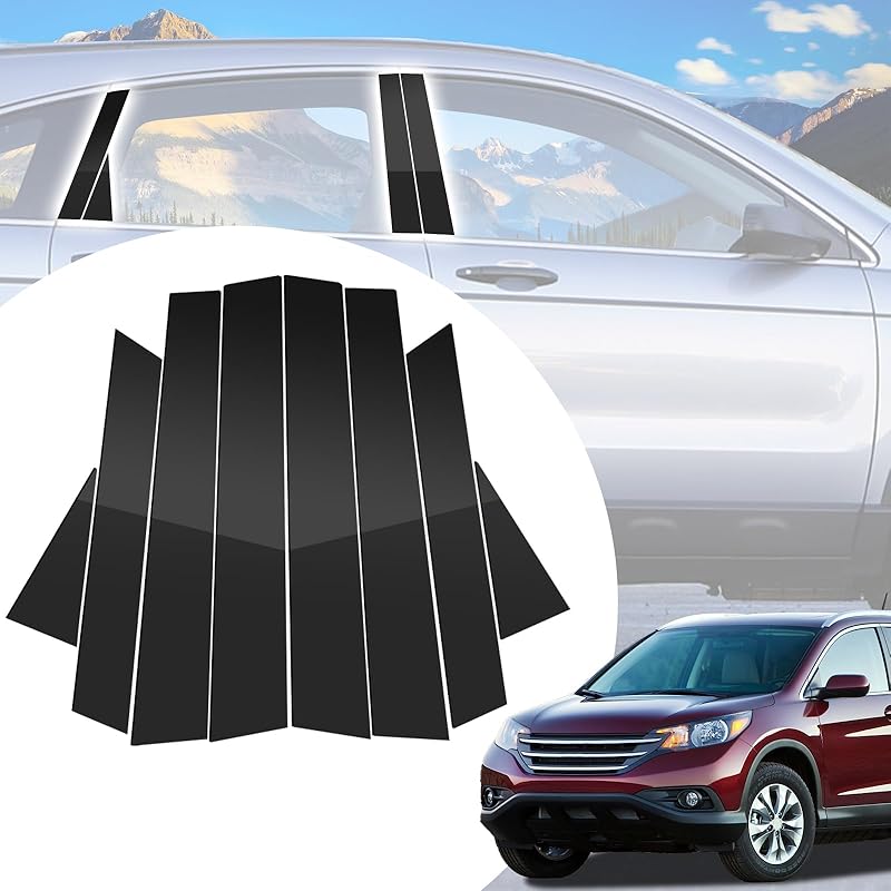 6pcs Glossy Black Exterior Door Window Pillar Posts Molding Cover Panel Trim Stickers Side Door Window Cover Trim Kits for Honda Civic 11th Gen