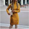 Large SIze Women's Casual Dresses Autumn Winter New Turtleneck Warm Thickened Solid Color Medium-length Long Sleeve Dresses