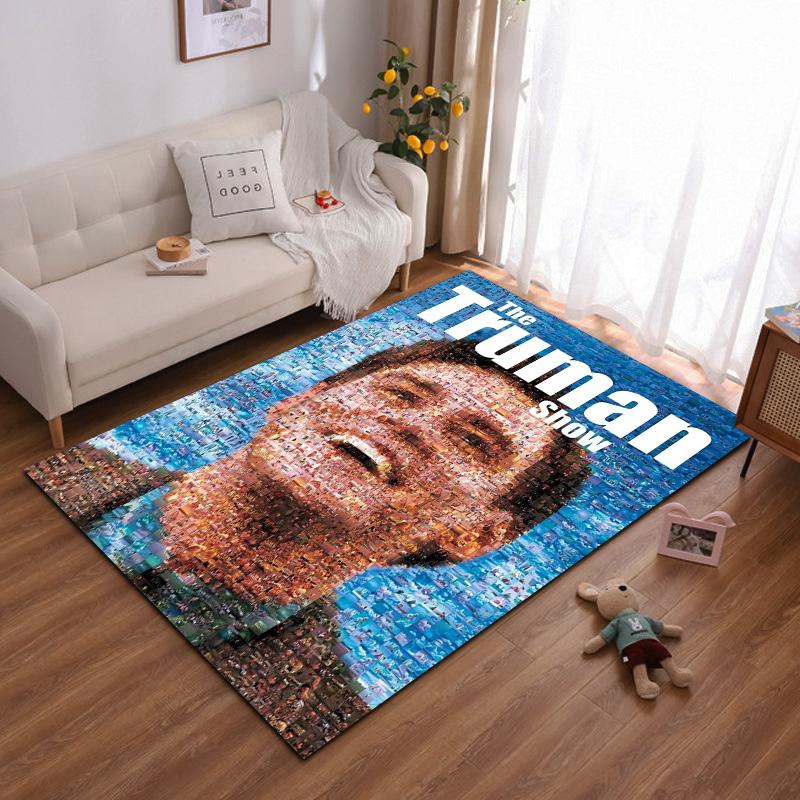The Truman Show Mosaic Face Design Rug Non-slip rug suitable for living room and bedroom sofas sofas.