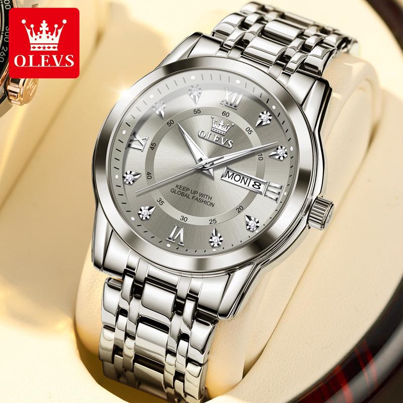 Oulishi Кварцевые Люминесцентные Часы с Двойным Календарем для Мужчин и Детей