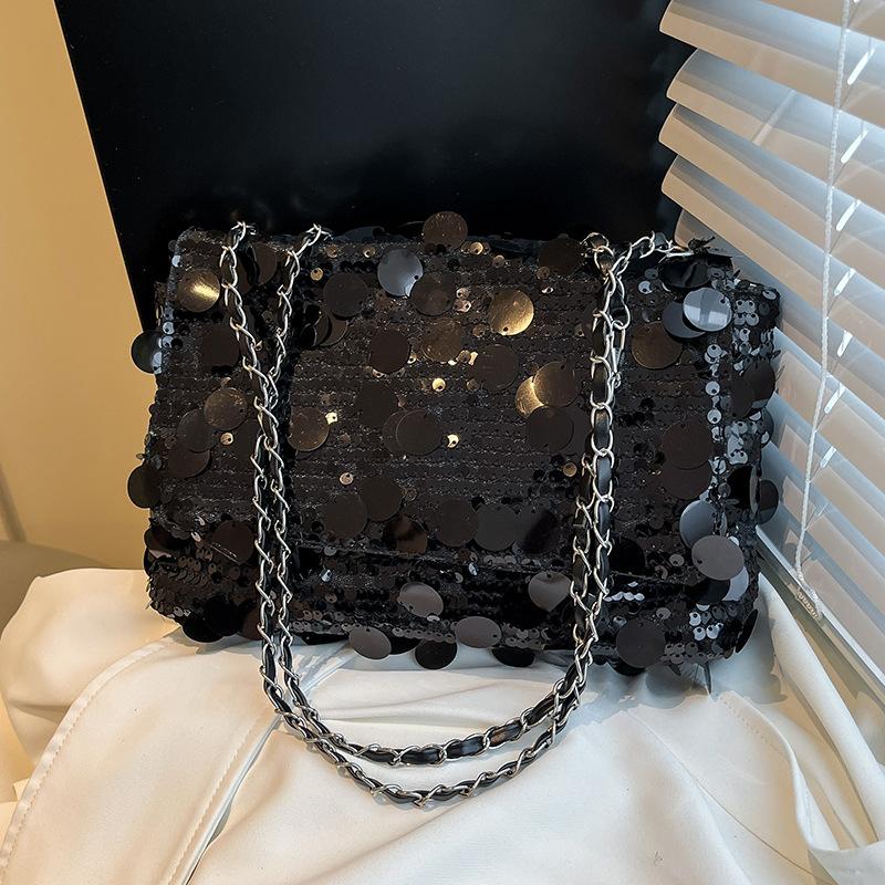 Niche Personality Модная маленькая квадратная сумка Новый стиль Сращивание пайеток Модная простая цепочка через плечо Маленькая квадратная сумка