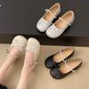 Shallow Mouth with Skirt 2025 New Single Shoes Women's Bow Summer French Round Head Thick Heel One-word Buckle Mary Jane Shoes