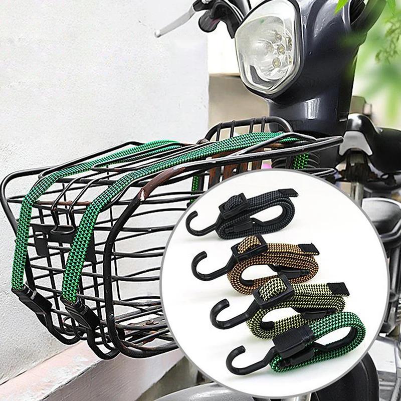 Motorcycle Luggage Strap Heavy Duty Elastic Rope with Steel Hooks Bicycle Cargo Rack Binding Cord for Outdoor 40/60/80/110/150cm