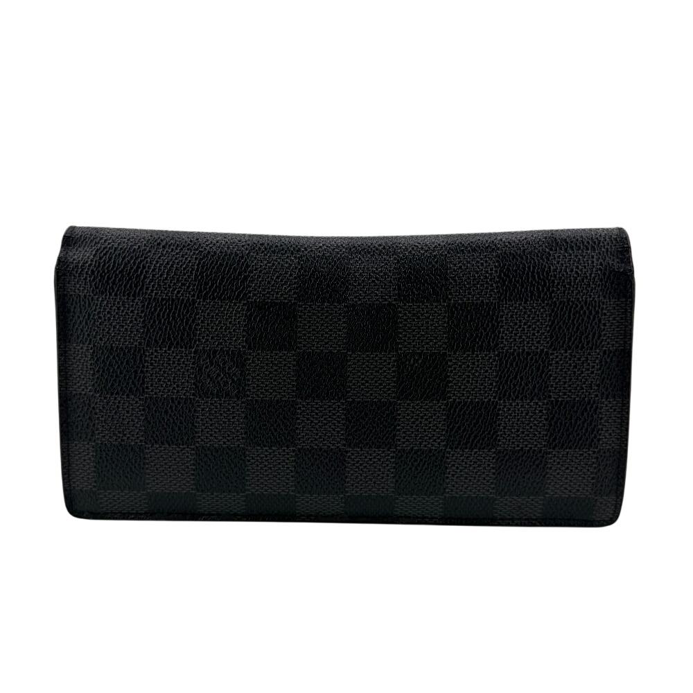 Louis Vuitton N62665 Кожаный кошелек Brazza Damier Grafitte серый мужской Б/у