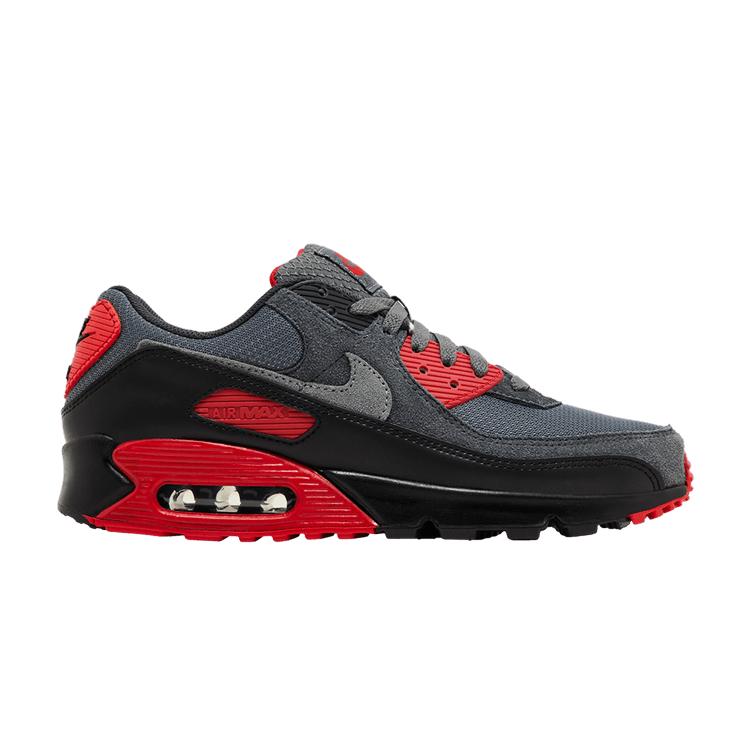 Мужские кроссовки Nike Air Max 90 Smoke Grey Fire Red Черный/Дымчато-серый/Железо-серый/Огненно-красный/Темно-дымчато-серый