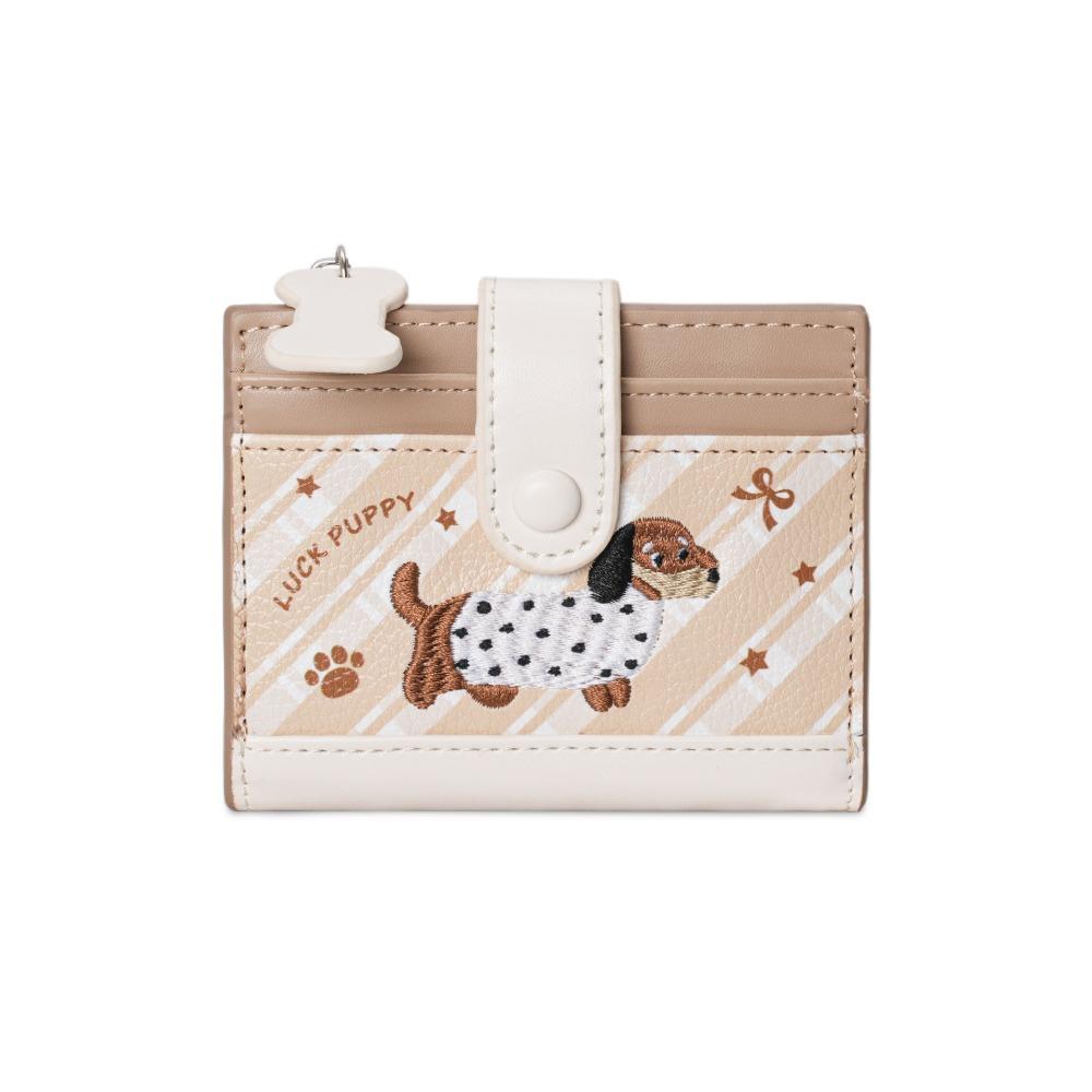 Ultra Thin Embroidery Sausage Dog Wallet Purse Coin Pouch Simple Card Bag  Card Storage Bag