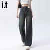 Izzue it Женские джинсы с высокой посадкой, свободные, с широкими штанинами