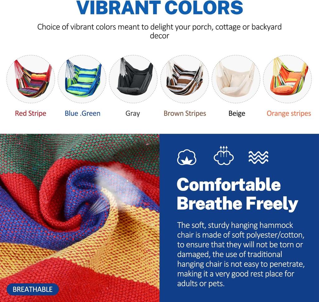 Садовый гамак, мягкое хлопковое кресло-качели, удобное кресло-качели на дереве, прочное складное сиденье для кемпинга