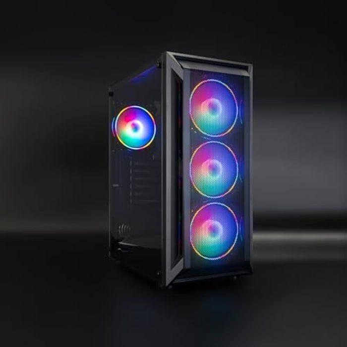 TOOQ TQGCC101-B - Boîtier Semi-Tour Gaming RAGNÄROK ATX/MicroATX/Mini-ITX, Verre trempé, 4 Ventilateurs RGB Inclus, Noir
