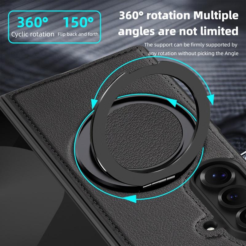 Для Samsung Galaxy Z Fold7 Fold6 Fold5 Fold4 Чехол Магнитный Magsafe 360° Вращающийся Умный Металлический Держатель Подставка Матовая Кожаная Крышка