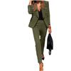 Women's Solid Color Two-Piece Suit Set, Business Casual Blazer with Trousers for Office Commute, Professional Workwear Coord for Modern Workplace