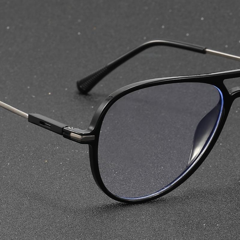 Классические модные очки-пилот - двойной мост, плоский верх, линзы из поликарбоната для мужчин и женщин с защитой от синего света