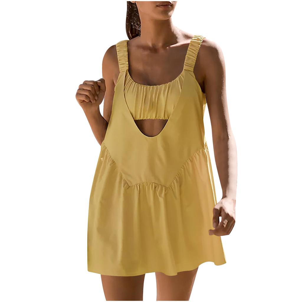 Women's Tennis Dresses Casual Summer Dresses Built-in Bra Casual Sports Dresses Workout Clothes