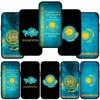 Для iPhone 16 15 X XR Samsung Galaxy S24 S23 Plus Xiaomi Redmi Note 13 12 11 Pro Max 9 10 14 A05 OPPO Huawei чехол синий Казахстан флаг карта телефон чехол