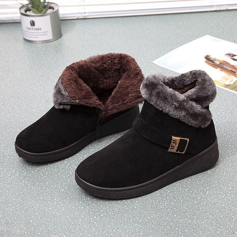 Зимняя повседневная обувь из хлопка, красная, теплая и удобная, вельветовая, нескользящая, на плоской подошве, с мягкой подошвой, детские сноубутсы