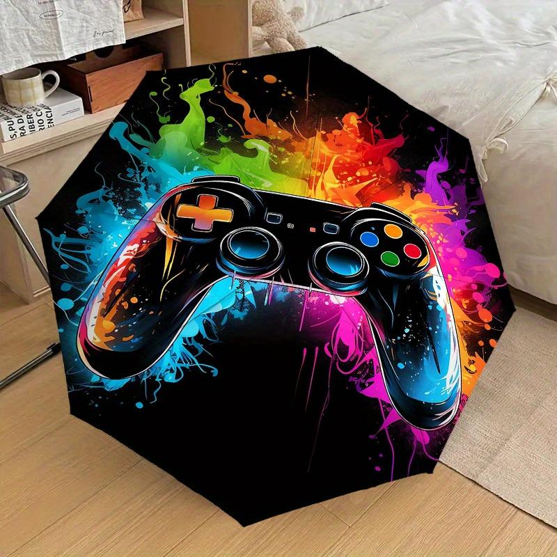 1pc Gamer Colors Themed Design Umbrella 8 Rib Frame, One-touch Automatic Opening 3 Fold Umbrella, Fashion Gift-p0803051