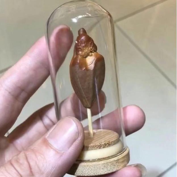 Дисплей для грецких орехов Вэньвань, тыквы и косточек оливы с бамбуковым основанием и стеклянным колпаком высокой прозрачности