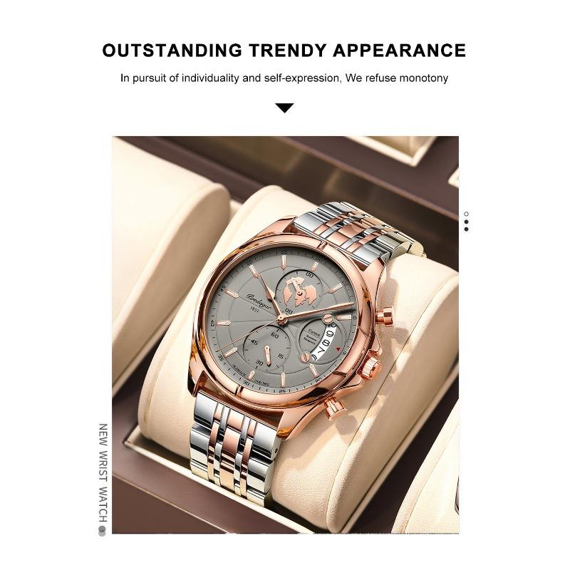 POEDAGAR Top Original Men Watch Chronograph Waterproof Date Quartz Luxury Watches Stainless Stain Business Male Wristwatch