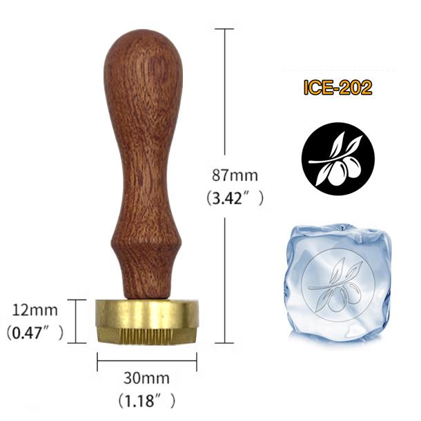 Ice Stamp With Removable Brass Head & Wood Handle - Vintage 1.18" Branding for Cubes, Cocktails, Whiskey, Mojito Drinks - Bar Making DIY Crafting
