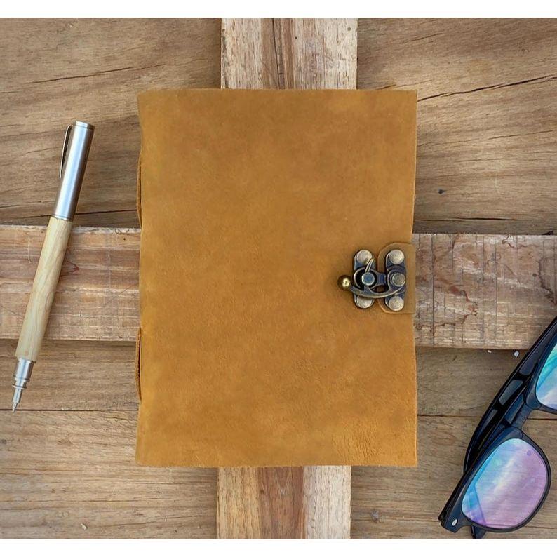 Винтажный кожаный журнал ручной работы - Пустая Книга Теней для заклинаний, Журнал Гримуар, Дорожный блокнот для записей, Бумага с рваными краями, Застежка-замок