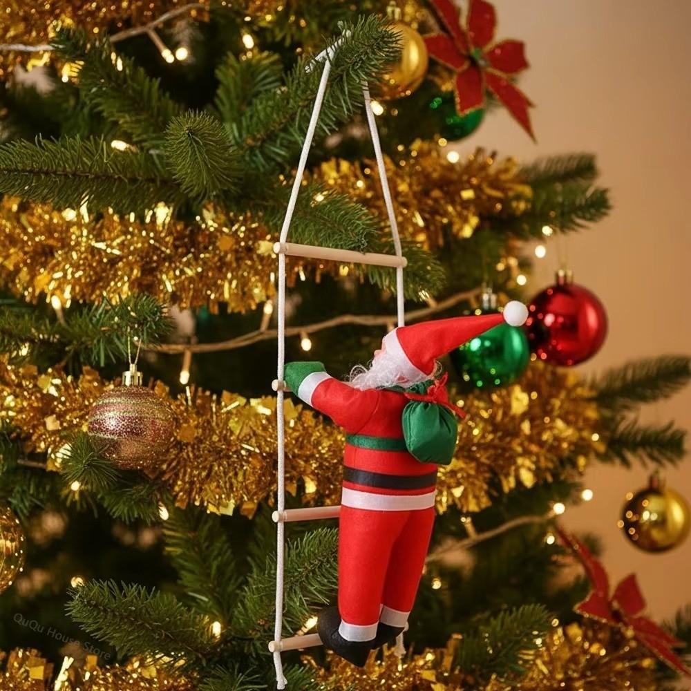 Rope Ladder Climbing Santa Decoration Soft Hanging Decoration Santa Pendant  Christmas Tree Decor