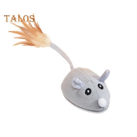 Электрическая мышь, игрушка для кошек, USB-перезаряжаемая интерактивная игрушка для котят с перьевым хвостом, автоматическая движущаяся плюшевая мышь для домашних кошек